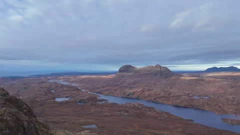 Suilven BirdsEyeView 002 Stock Footage 256076725