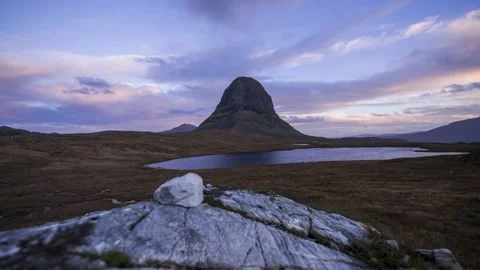Suilven as the clouds pass overhead - time lapse Stock Footage 227119865