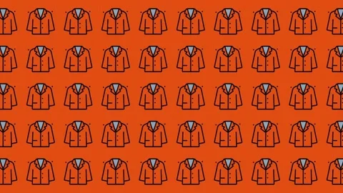 Suit Jacket Icon Pattern Motion Graphic on Orange Background for Fashion Trends Stock Footage 344909171