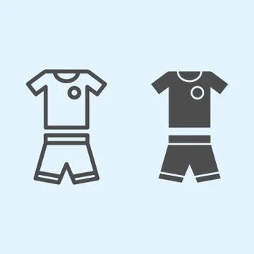 Suit line and solid icon. Shorts and t-shirt, baseball or football uniform cloth Stock Illustration