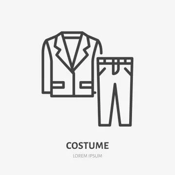 Suit line icon, vector pictogram of man jacket with pants. Clothes illustration Illustrazione stock