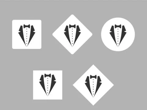 Suit logo on white square and circle, flat design Illustrazione stock