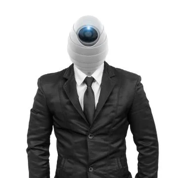 Suit with security CCTV head isolated. Stock-Fotos