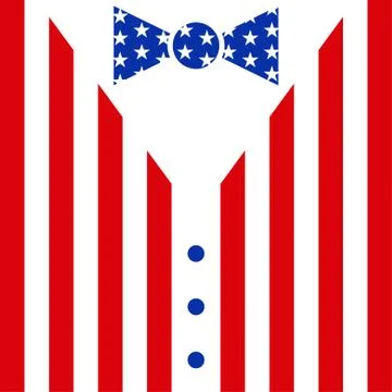 Suit with stripes and bow tie with stars Stock Illustration