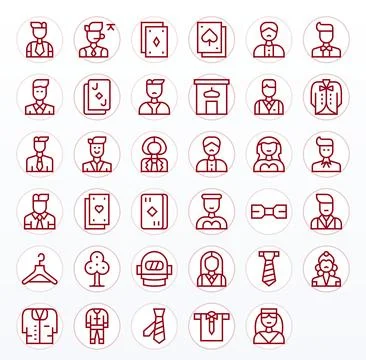 Suit Vector Icon Set with 35 Regular Line High Resolution Pixel Aligned Gra.. イラスト素材