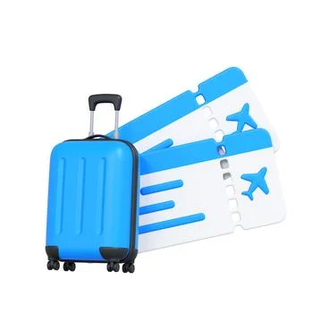 Suitcase With Airline Tickets 3D Stock Illustration