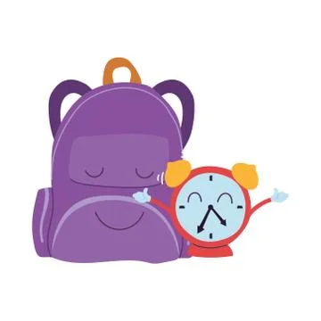 Suitcase and clock with happy faces 스톡 일러스트