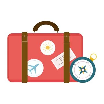 Suitcase and compass for use in web design Stock Illustration