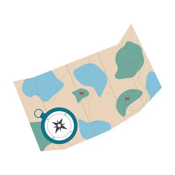 Suitcase and compass for use in website design Stock Illustration