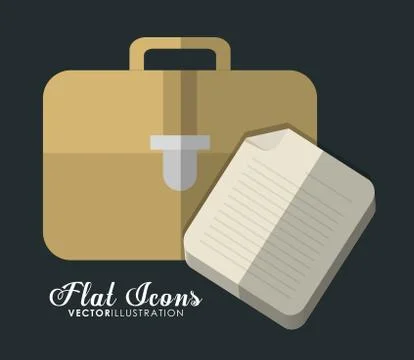 Suitcase and document icon. Office Instrument design. Vector gra Ilustração Stock