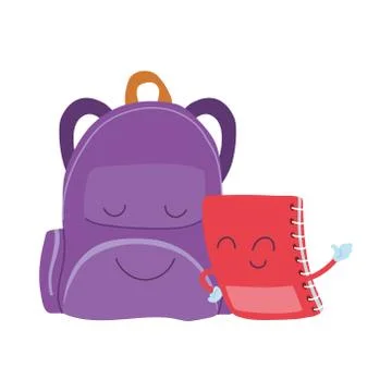Suitcase and notebook with happy faces Stock Illustration