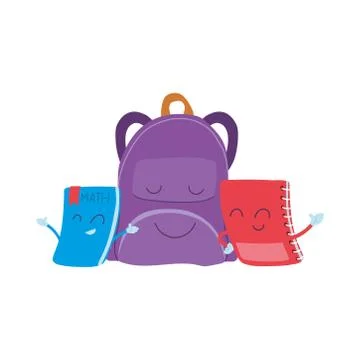Suitcase and notebook with happy faces Stock Illustration