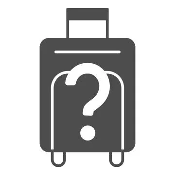 Suitcase and question mark solid icon, security check concept, baggage control Stockillustratie