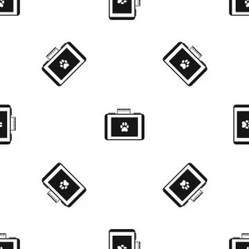 Suitcase for animals pattern seamless black Stock Illustration