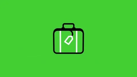 Suitcase animated icon on bright green screen background Stock Footage 314786458