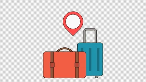 Suitcase animation with a location pin Stock Footage 317669670