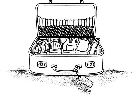 Suitcase bag for baby newborn vector hand drawn illustration Stock Illustration