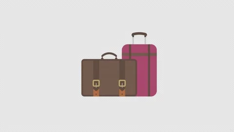 Suitcase Bag icon motion graphics animation with alpha channel, transparent b Stock Footage 206753801
