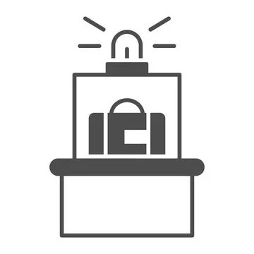 Suitcase, bag in X ray scanner, luggage check solid icon, security concept Stockillustratie