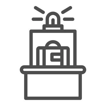 Suitcase, bag in X ray scanner, luggage check line icon, security concept 库存插图