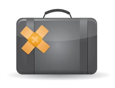 Suitcase band aid fix solution concept Stock Illustration