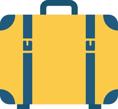 Suitcase With Blue Straps on a Yellow Background Ready for Travel or Vacati.. Ilustração Stock
