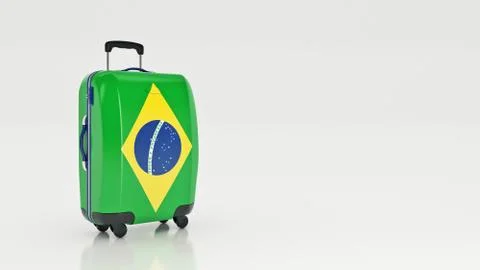 Suitcase with Brasil flag. 3d rendering Stock Illustration