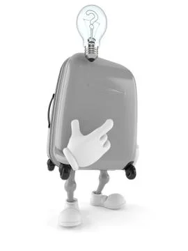Suitcase character thinking Stock Illustration