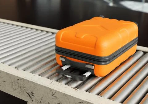Suitcase On Conveyor Stock Photos