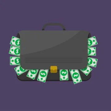 Suitcase with dollar banknotes Stock Illustration