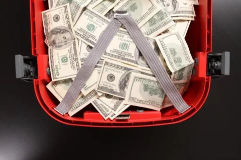 Suitcase with dollars. Foto stock