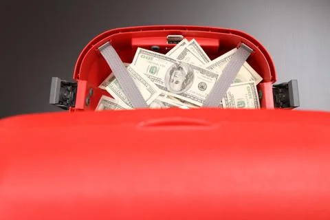Suitcase with dollars. Foto stock