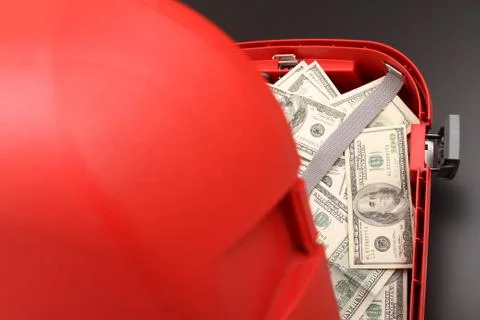 Suitcase with dollars Stock Photos