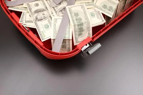 Suitcase with dollars. Stock Photos