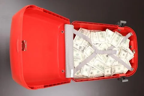 Suitcase with dollars. Foto stock