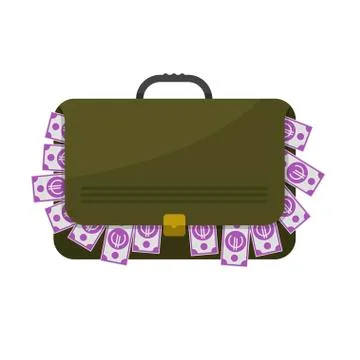 Suitcase with euro banknotes Stock Illustration