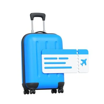 Suitcase With Flight Ticket 3D Stock Illustration