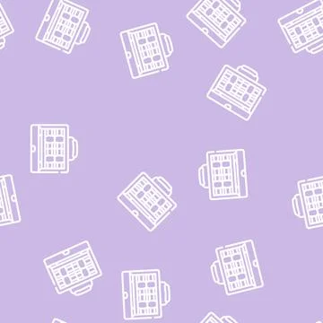Suitcase full of money line vector seamless pattern Stock Illustration