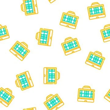 Suitcase full of money vector seamless pattern Stock Illustration