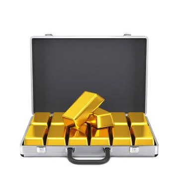 Suitcase with gold bars Stock Illustration