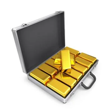 Suitcase with gold bars Illustrazione stock