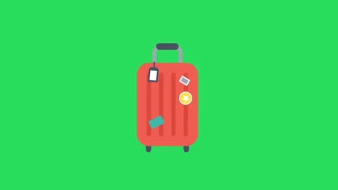 Suitcase on green background Stock Footage 128625850