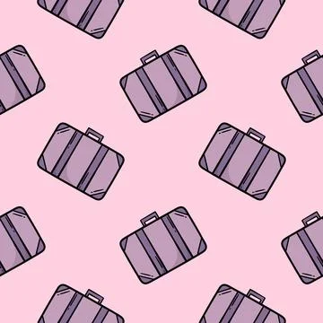 Suitcase hand drawn seamless pattern Stock Illustration