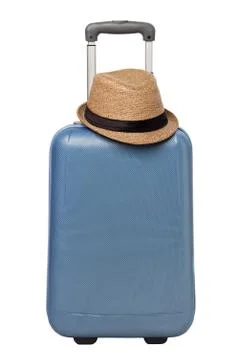 Suitcase with hat Stock Photos