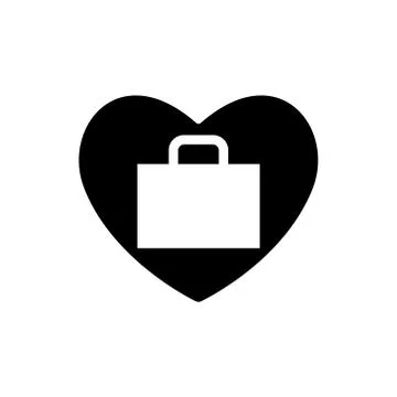 Suitcase in Heart vector icon. Valentines day sign, emblem. Travel business Stock Illustration