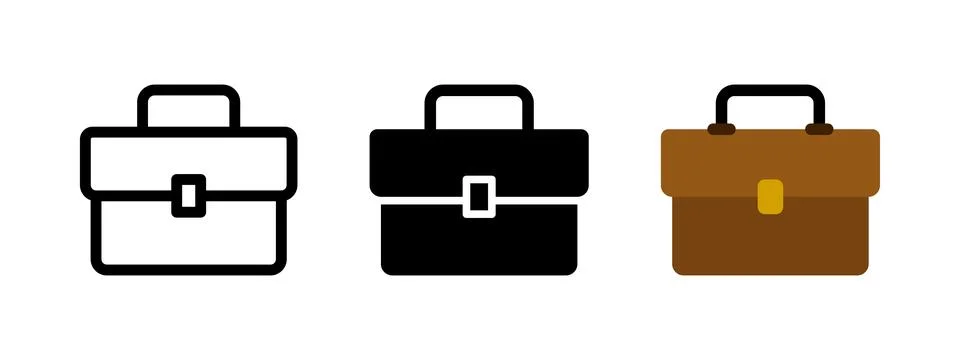 Suitcase icon. Brown briefcase vector illustration. Job symbol. Handle scho.. Illustration
