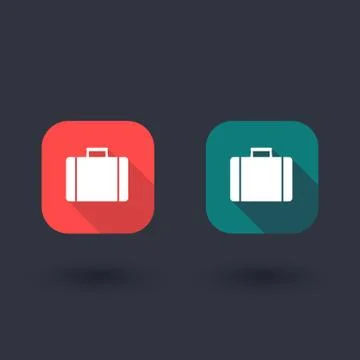 Suitcase icon, case, suitcase vector, business trip, travel, flat rounded squ Stock Illustration