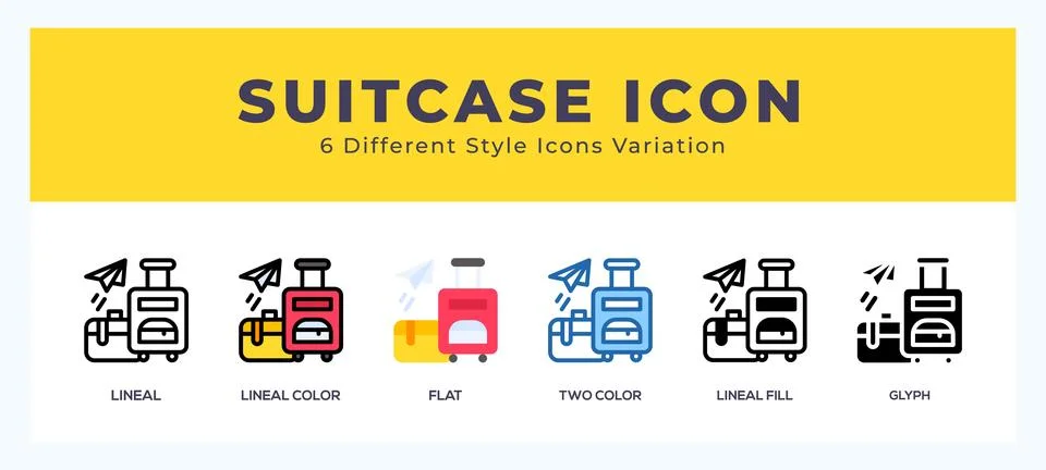 Suitcase icon in filled. thin line. outline stroke and flat style. Illustration