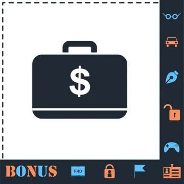 Suitcase icon flat Stock Illustration