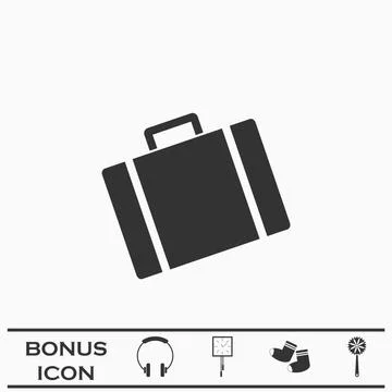 Suitcase icon flat. Stock Illustration
